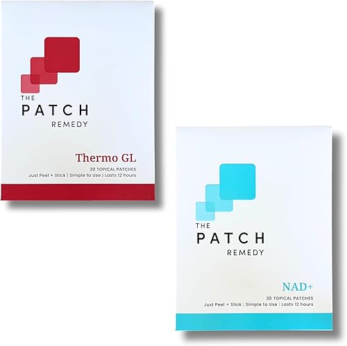 The Patch Remedy Kit de parches NAD+ GLP-1  (60 parches) berberina tópica, L-carnitina, té verde, 5HTP, NMN, resveratrol, NAC, complejo de vitamina