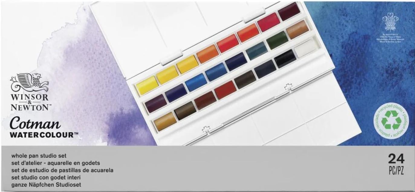 Winsor & Newton Cotman Aquarelle 24 Godets et 2 Cartes