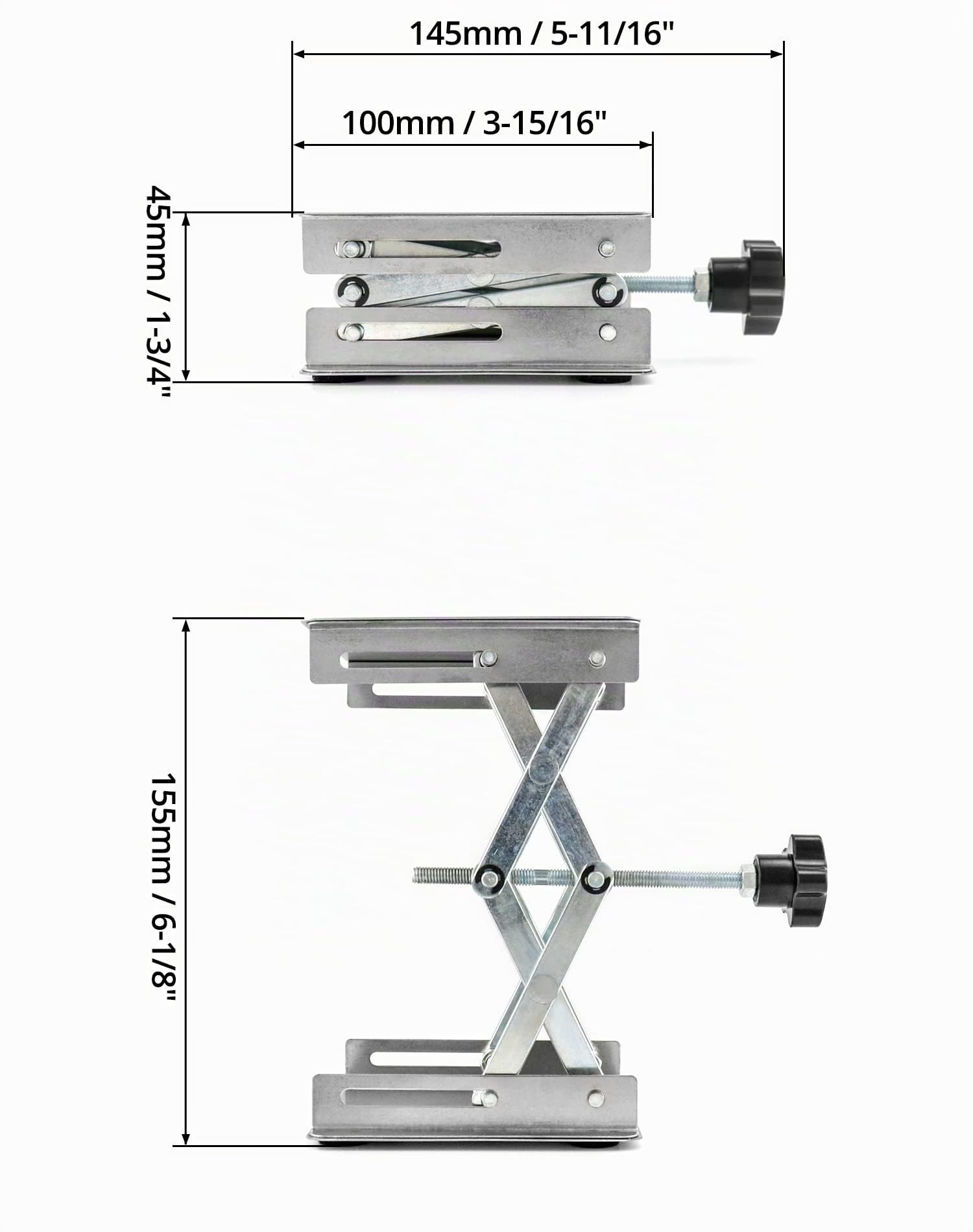 QWORK Elevador de Laboratorio 100x100mm Plataforma Elevadora de Acero Inoxidable 5KG