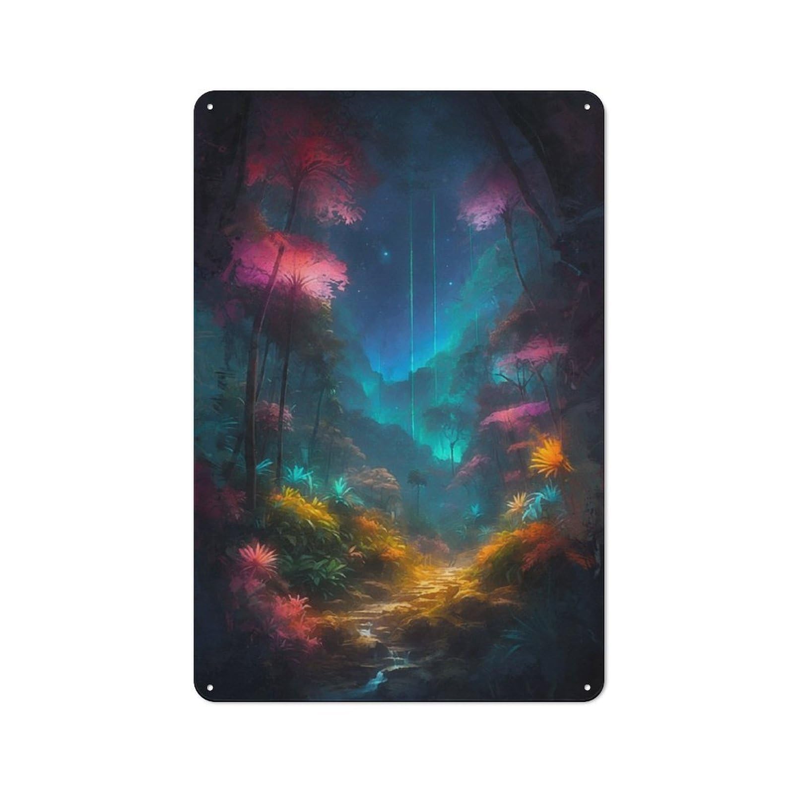Tin Wall Plaque 30x20cm with Enchanted Forest for Garage Or Workshop, for An Autumn Wall Display in Garage And Workshop