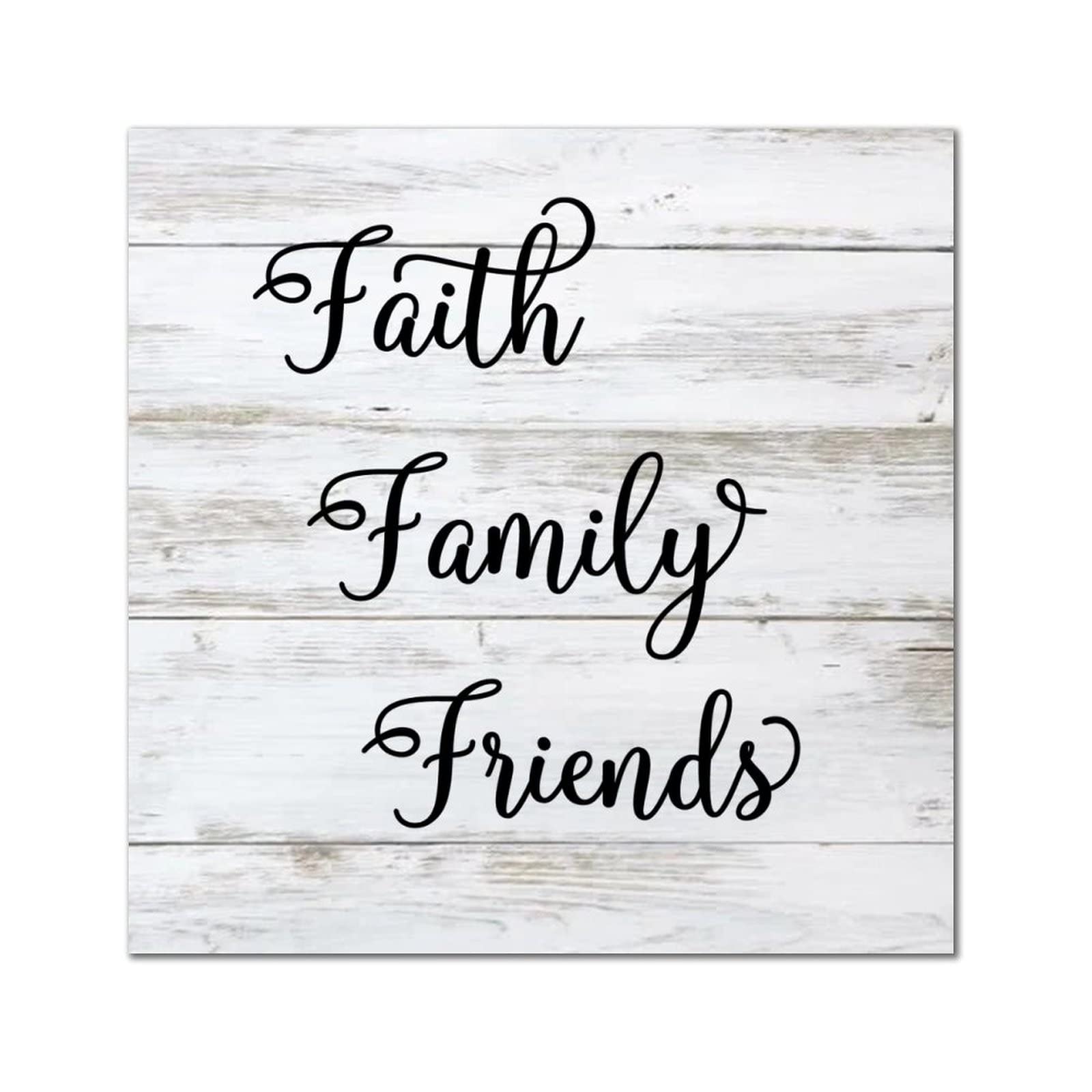 Cadeau de pendaison de crémaillère idéal avec cette plaque bois vintage Faith Family Friends