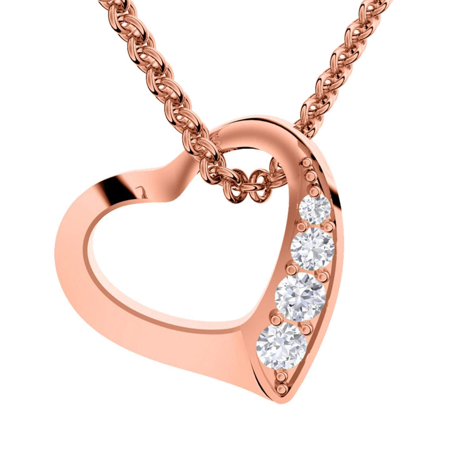 Rose Gold Plated Heart Necklace for Women | Heart-Shaped Pendant with Zirconia Gem Stones | I Love You Gift Romantic Gifts for Her Girlfriend Wife Ladies Girls Anniversary Birthday Presents Jewellery