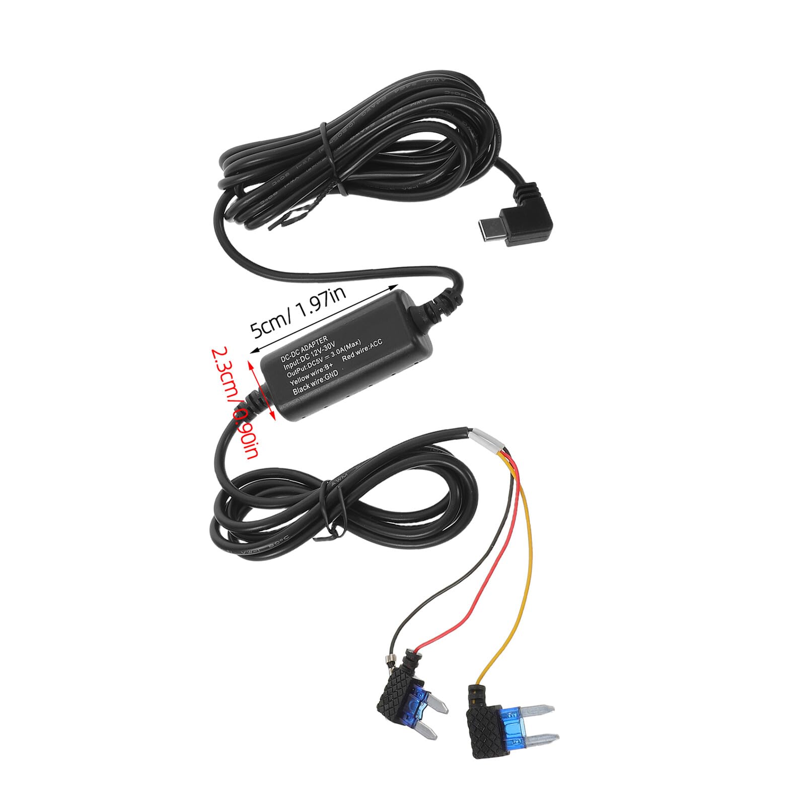 Kit Cablaggio per Dashcam Usb-c a 3 Core, Cavo di Alimentazione Acc per Auto Controllo Automatico, Compatibile Telecamera da Cruscotto, Alimentazione Stabile per Uso in Viaggio