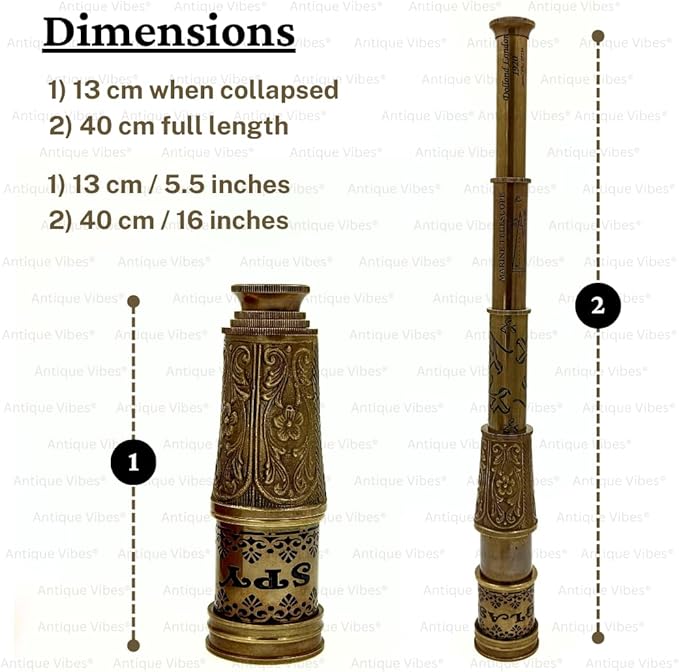 Telescopio Vintage de Latón con Estuche de Cuero, Lente 10X miniatura 4