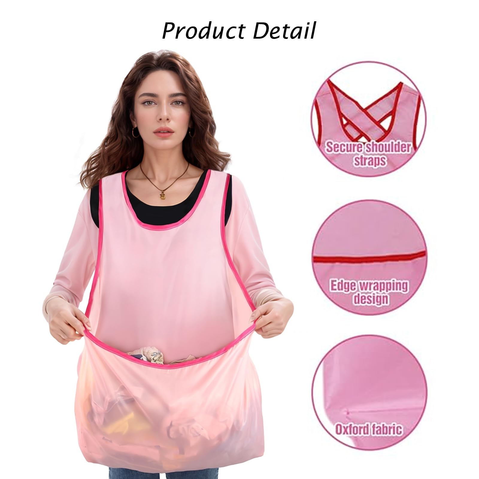 TZMFHD Laundry Apron With Pouch, Exquisite Sleeveless Clothes Drying Apron, Portable Cross Back Apron - Image 3