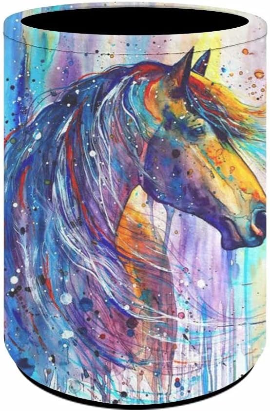 YoungerbabyWatercolor Horse Print Desk Pen Holder Pencil Organizer Makeup Brush Holder Desk Organizer Pencil Cup Pot Pencil Holder Standard Pencil Case Desktop Office Pencils Holder