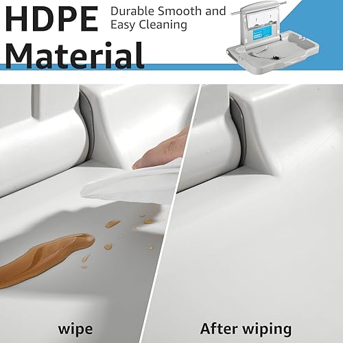 Miniatura 4 de modunful Cambiador de bebé montado en la pared, mesa de cambio de pañales plegable horizontal comercial con correa de seguridad ajustable,