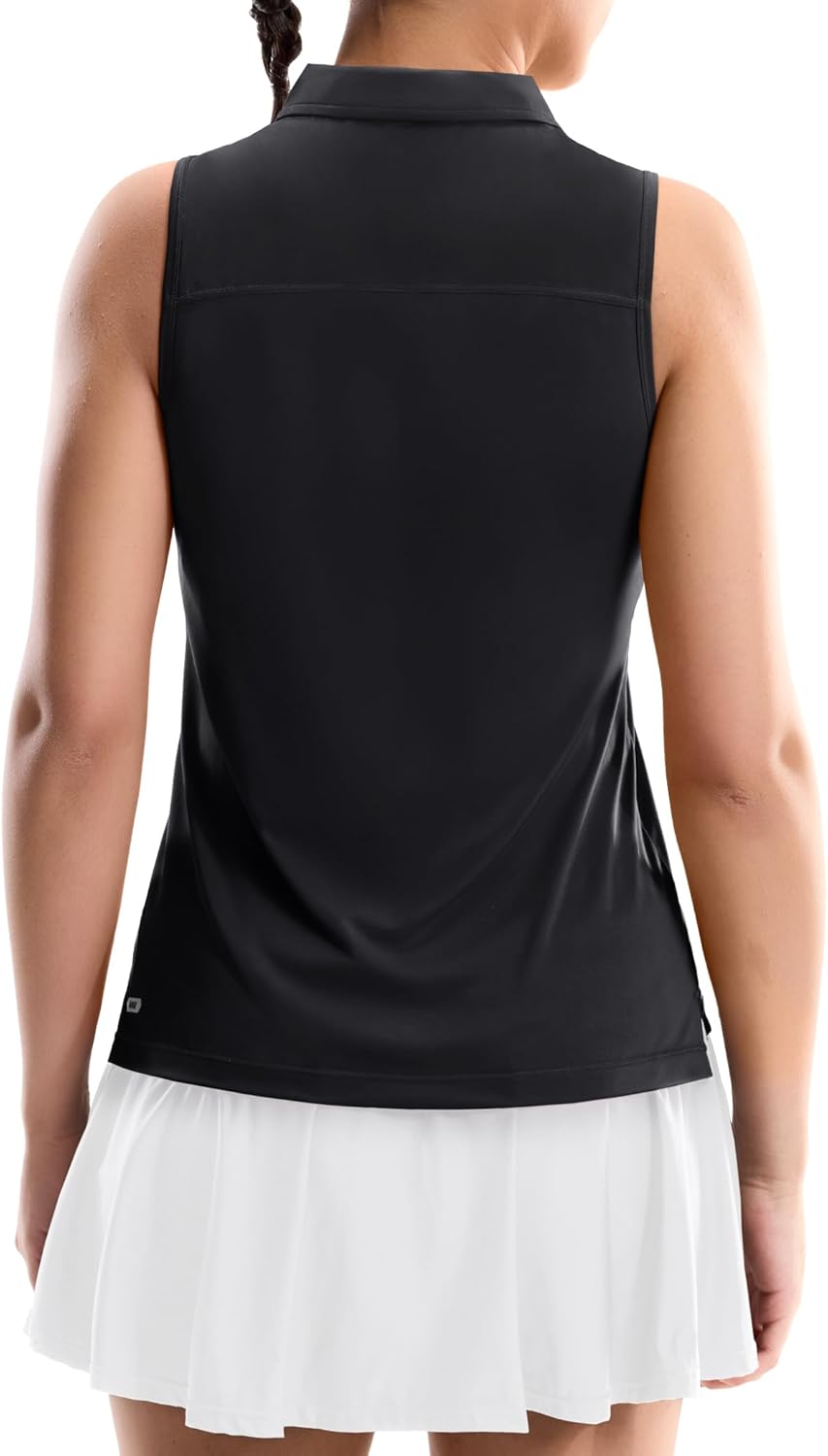MIER Womens Sleeveless Golf Shirts - Quarter Zip UPF 50+ Collared Polo Tank Tops, Quick Dry Zip Up Tennis Sports Active Tee - Image 2
