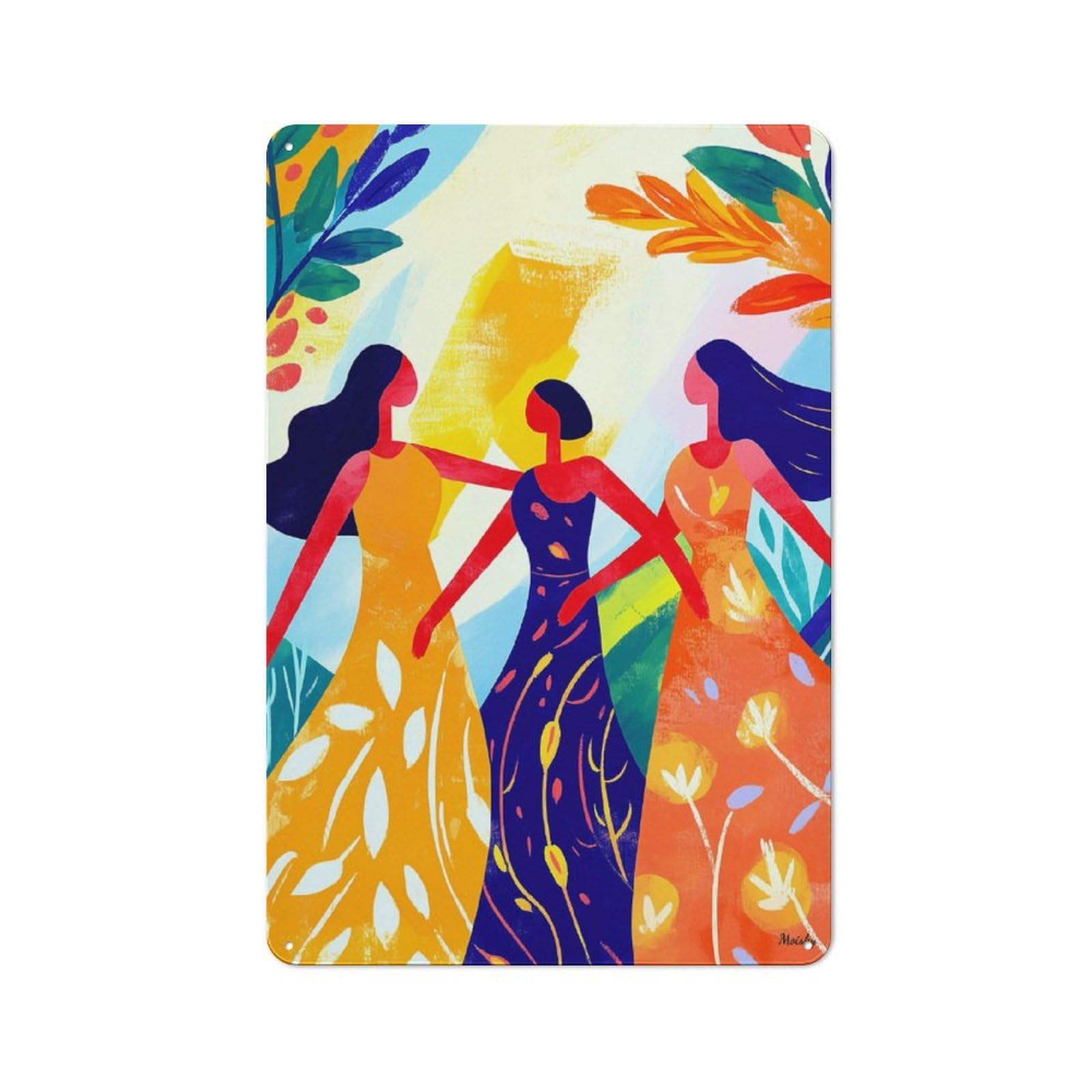 Junmoney Vivid Fauvist Vision Of The Three Graces Everyday Vintage Metal Sign 30X20cm Featuring Room Wall Plaque For Home, Shop, Pub Or Studio Wall