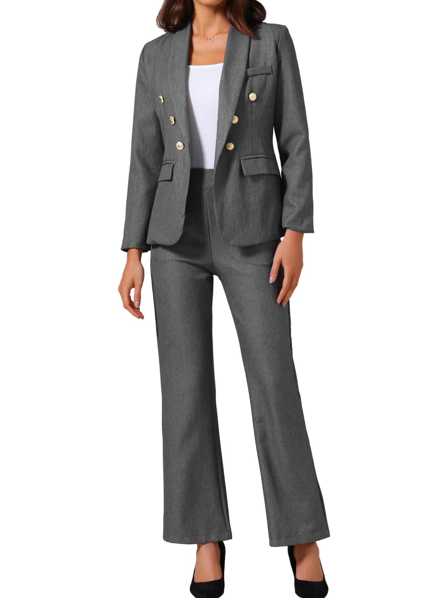 Allegra K Womens Pants Suits Dressy 2 Piece Blazer Pant Set Business Casual Outfits