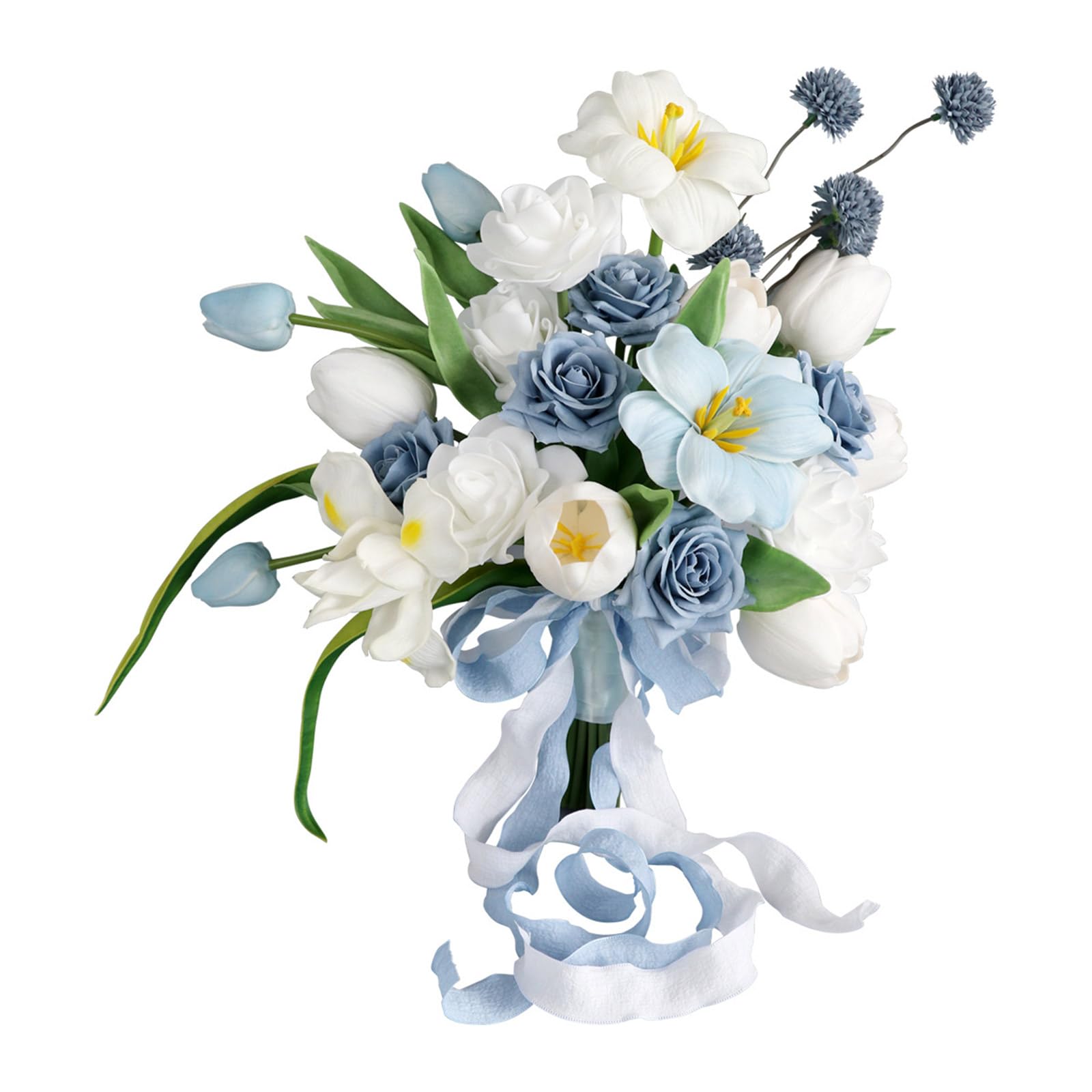 Jazuaiao Bridal Wedding Bouquets with Ribbon, Artificial Flower Bridesmaids Bouquets for Wedding Ceremony Anniversary, Valentines Size