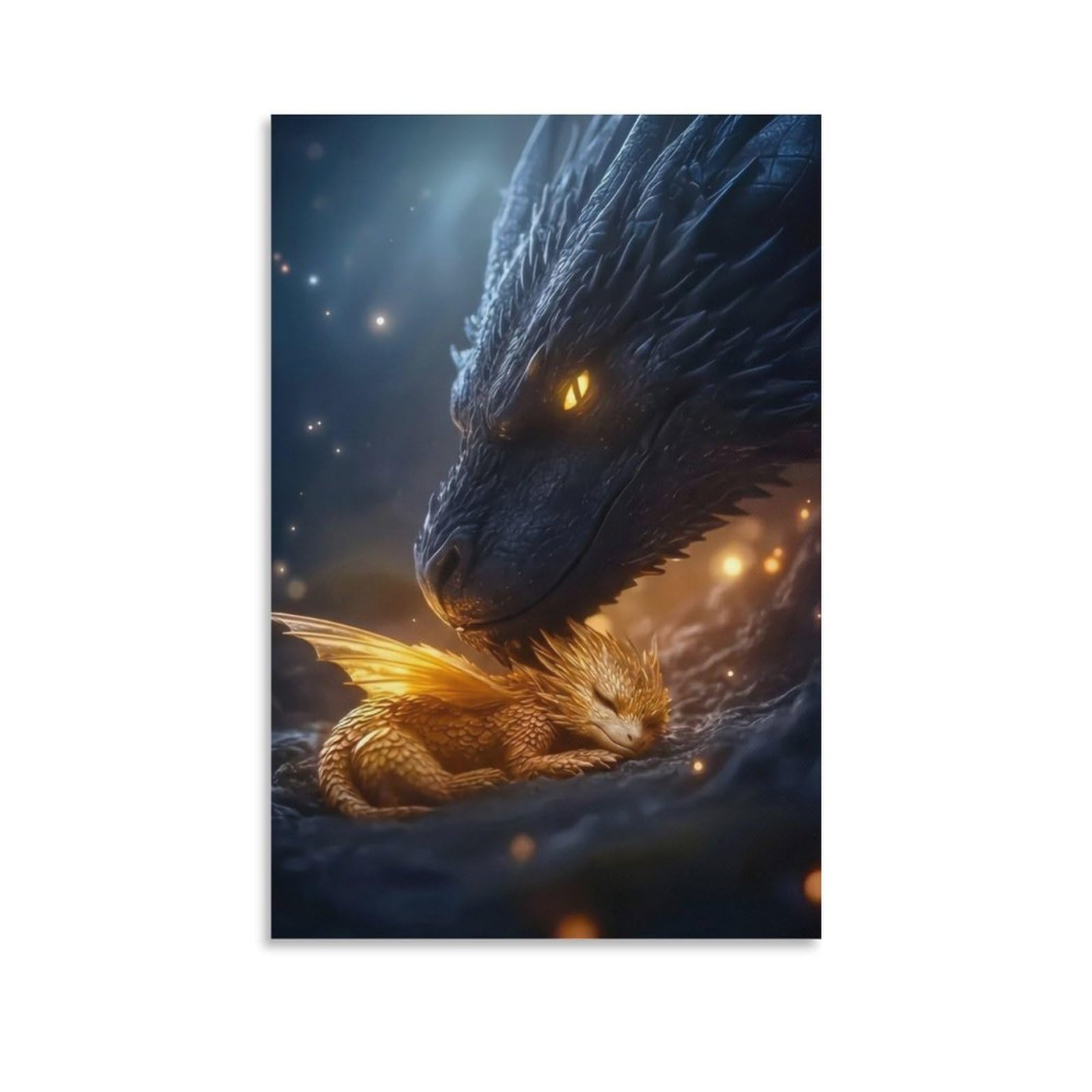 DHBANEIOK Dragon Mother And Baby Poster Artwork Canvas Prints Picture Modern Wall Art Picture Wall Hanging for Home Decorations 16x24inch(40x60cm)