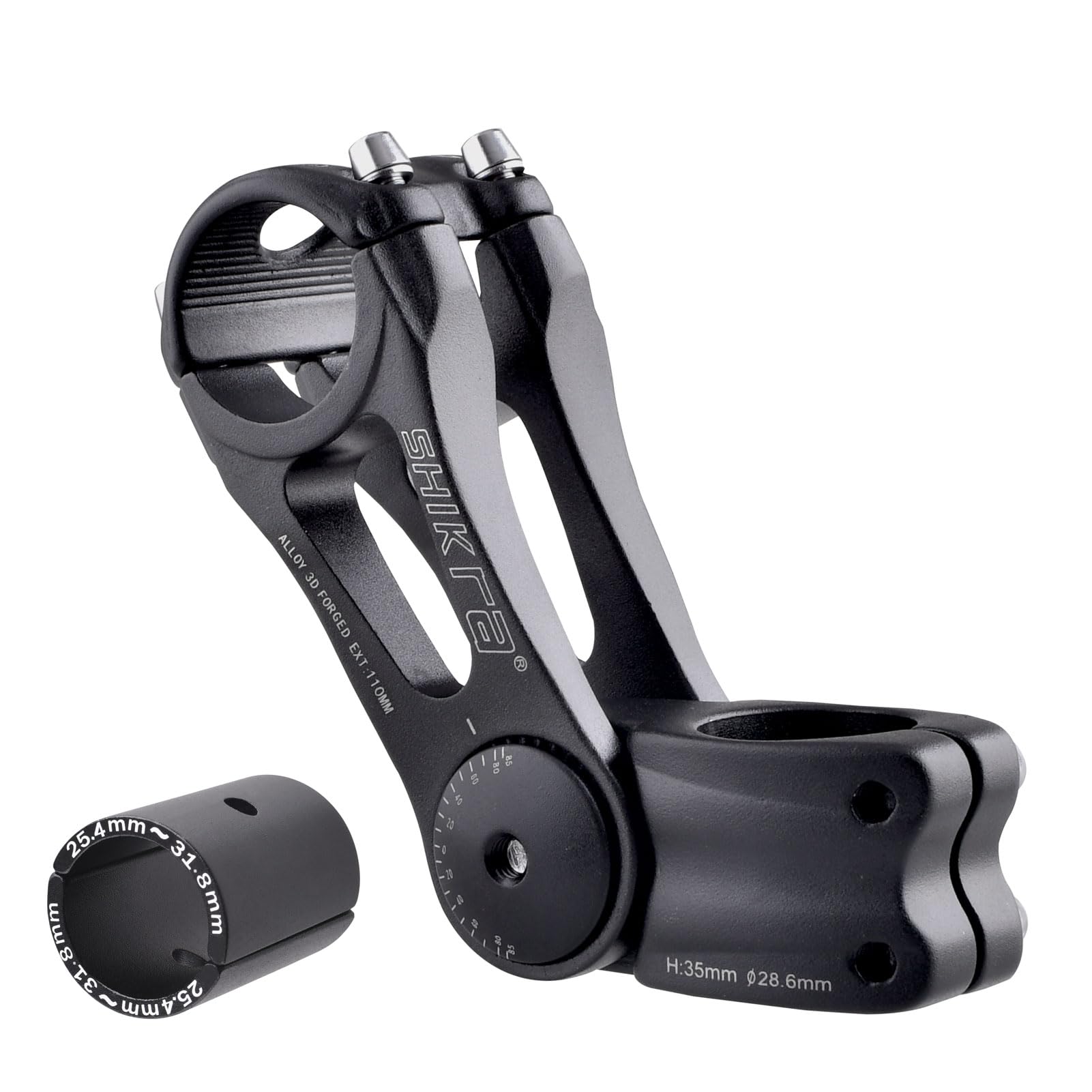 Azarxis Bike Stem 25.4mm 31.8mm Adjustable Bicycle Handlebar Stem MTB Fork Stem Extension 90 110 120 130mm for Mountain Bike Road Bike BMX DH Cycle with Hex Key (Black - 25.4 x 110mm) — image 1