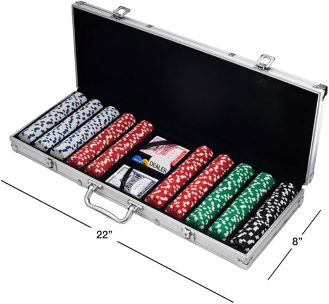 Set de 500 fichas de póker con estuche de aluminio miniatura 10