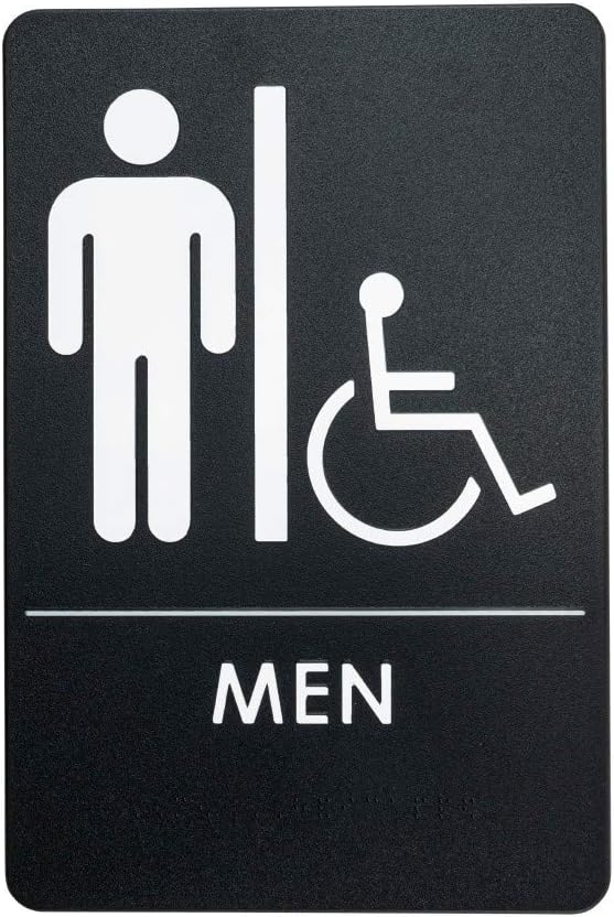 Men's Handicap Restroom Sign ADA-Compliant Bathroom Door Sign for Office, Business, Restaurant, Made in USA, Pack of 24