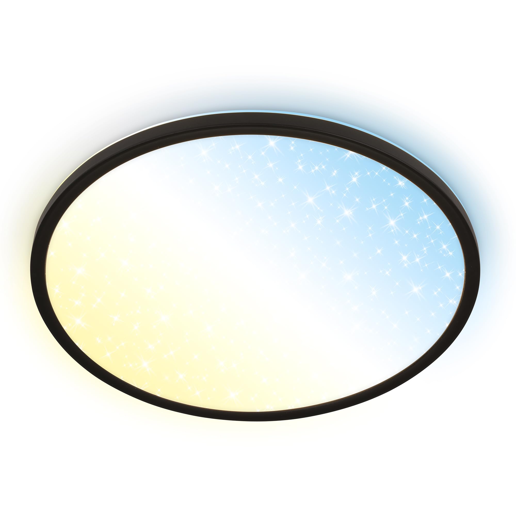 Briloner - Panel LED con mando a distancia, regulable, cielo estrellado, CCT blanco cálido a frío, panel LED techo, salon, plafones para techo, 37,5x4,5 cm, negro