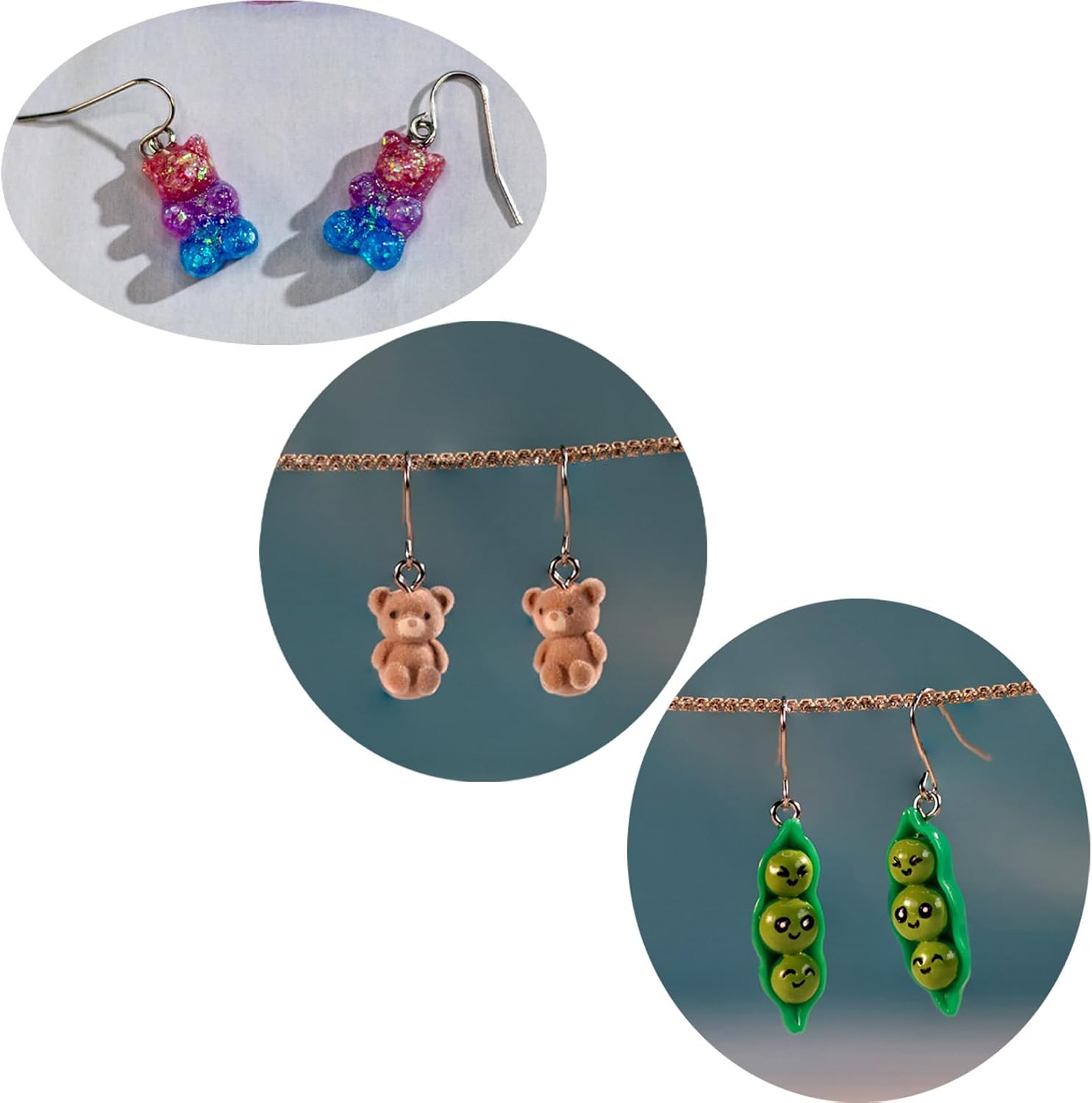 Creative Food-Themed Drop Dangle Earrings Set – Handmade Bubble Tea, Teddy Bears, Desserts, and Candy Designs with Eco-Friendly & Hypoallergenic Materials for Daily Wear or Gift.