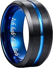 NUNCAD Men’s/Women’s Tungsten Carbide Ring, 4/6/8/10 mm, Fashion Jewellery, for Wedding/Engagement, Couple or Friendship Ring, Black, Blue, Gold, Rose Gold, Size 47–80 mm/15–25.4 mm (H 1/2–Z+9)