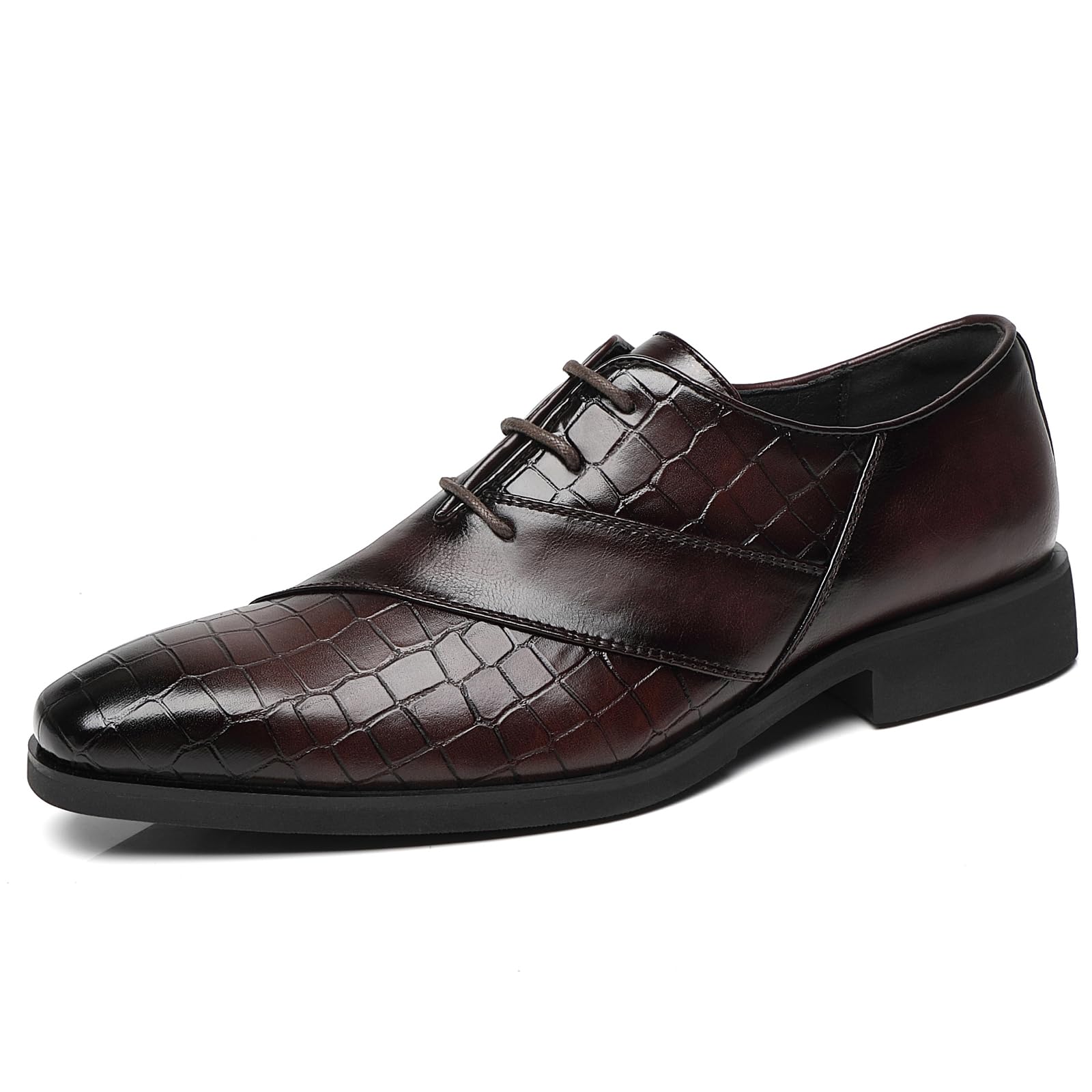 SANNAX Zapatos Oxford de Punta Lisa para Hombre Zapatos de Vestir Derby Formales de Negocios