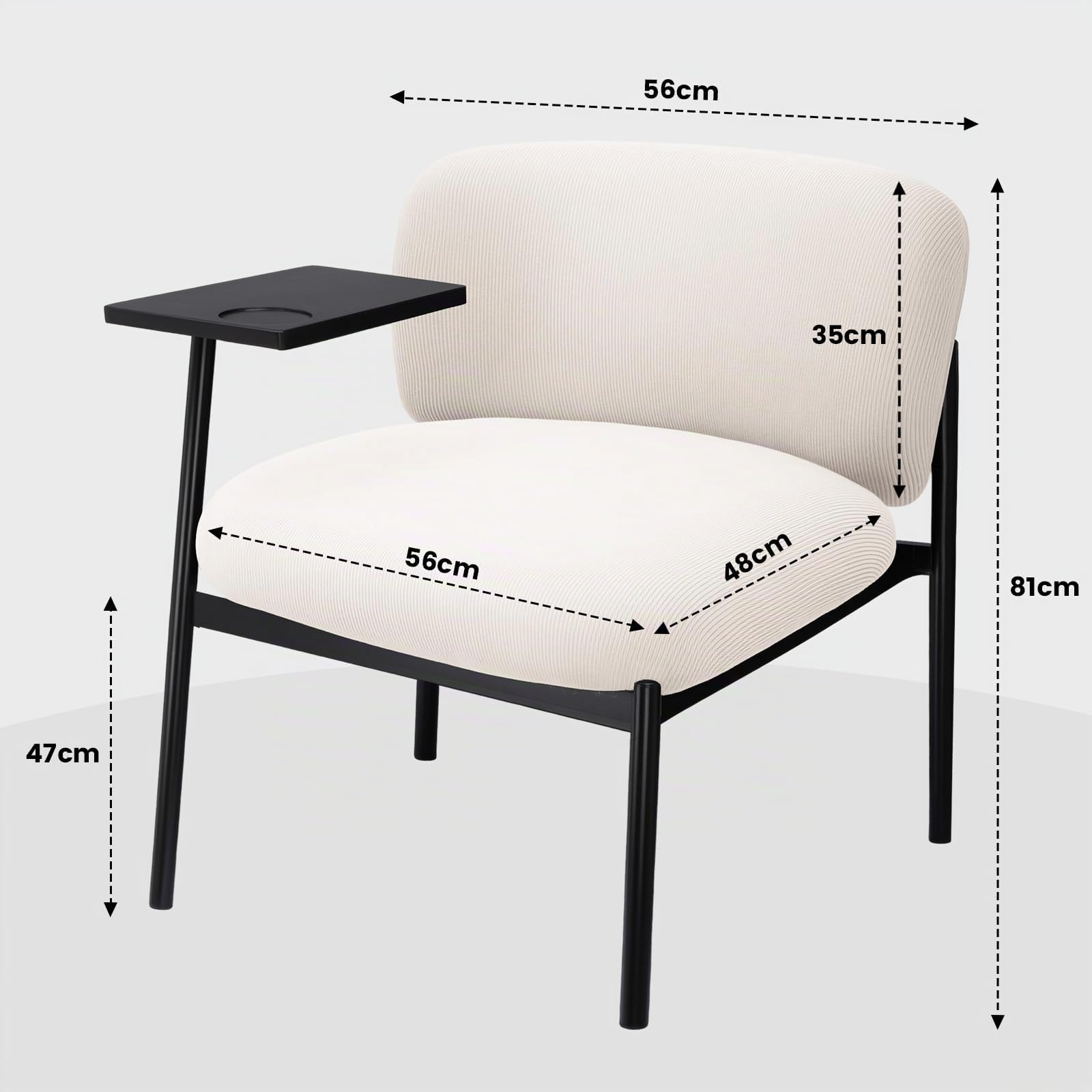 COMHOMA Fauteuil de Relaxation Moderne rembourré avec Pieds en métal, canapé Simple pour Salon, Chambre à Coucher, Jardin, Beige