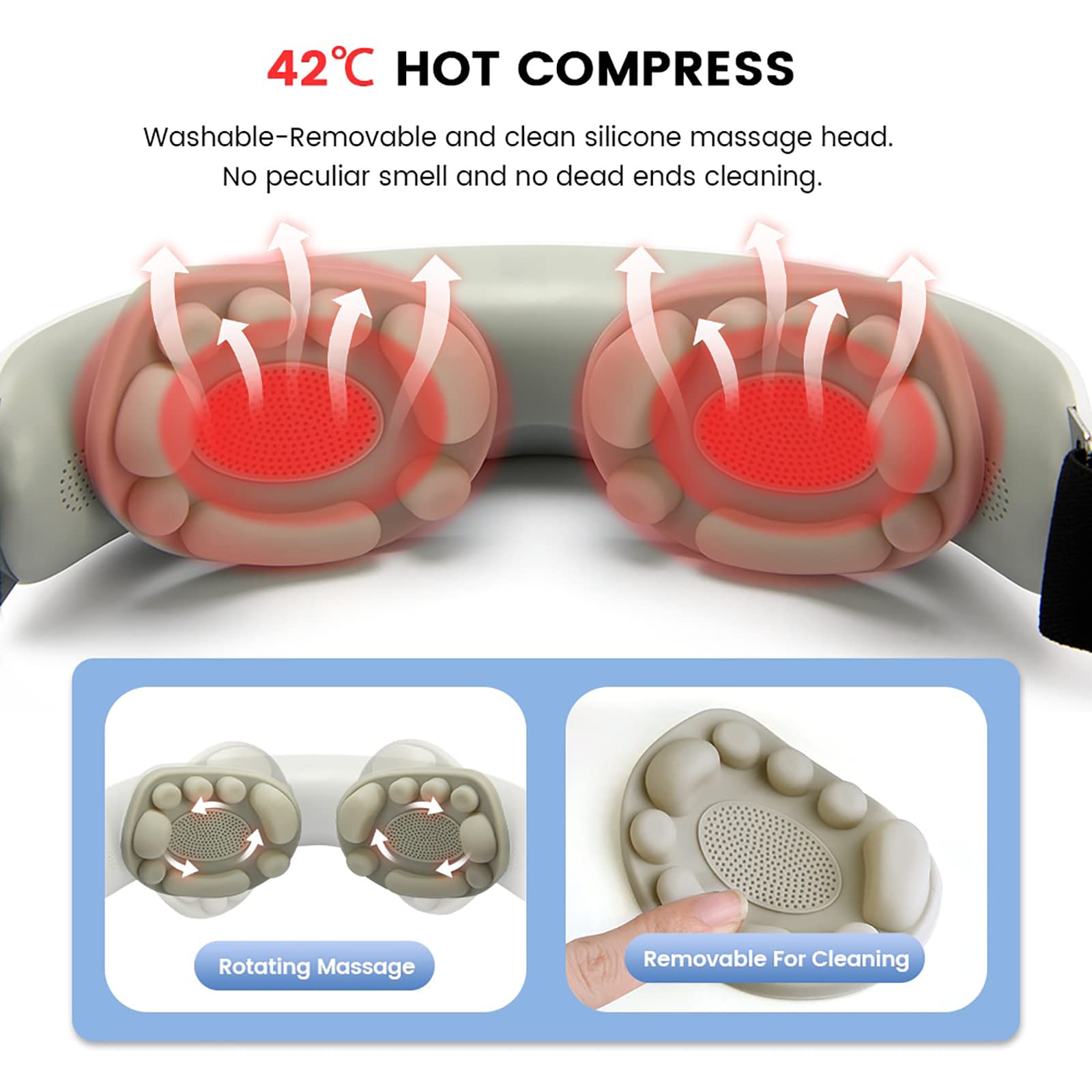 Masajeador De Ojos, Masajeador De Ojos Inteligente 4D Dispositivo De Enfermería Eléctrico con Terapia De Estrés por Calor Masaje Compresa Caliente para Relajar Y Aliviar La Fatiga Visual