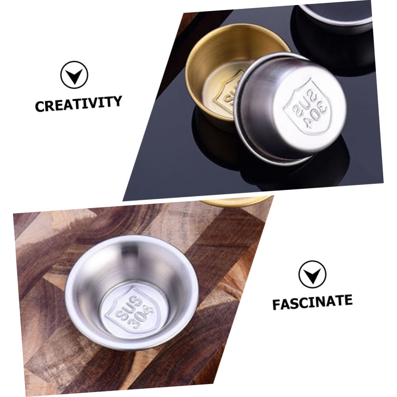 TOPBATHY 2pezzi Tazze per Salse in Acciaio Inossidabile per Uso Domestico Contenitori per Condimenti Forniture da Cucina