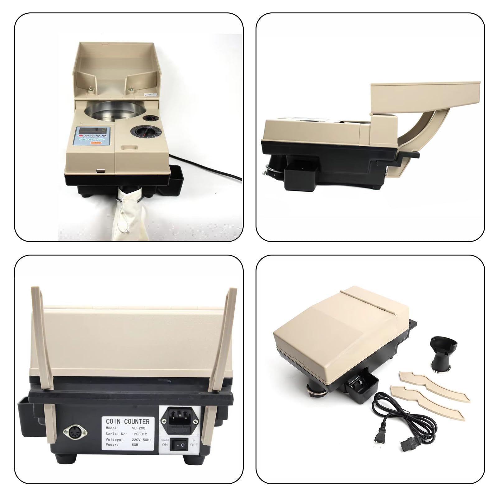 Contatore di Monete selezionatore elettronico, 1200 Pezzi/Minuto contamonete ad Alta velocità per Monete da 15 mm a 34 mm, Macchina per la Selezione di Monete per Banche, Negozi, ristoranti
