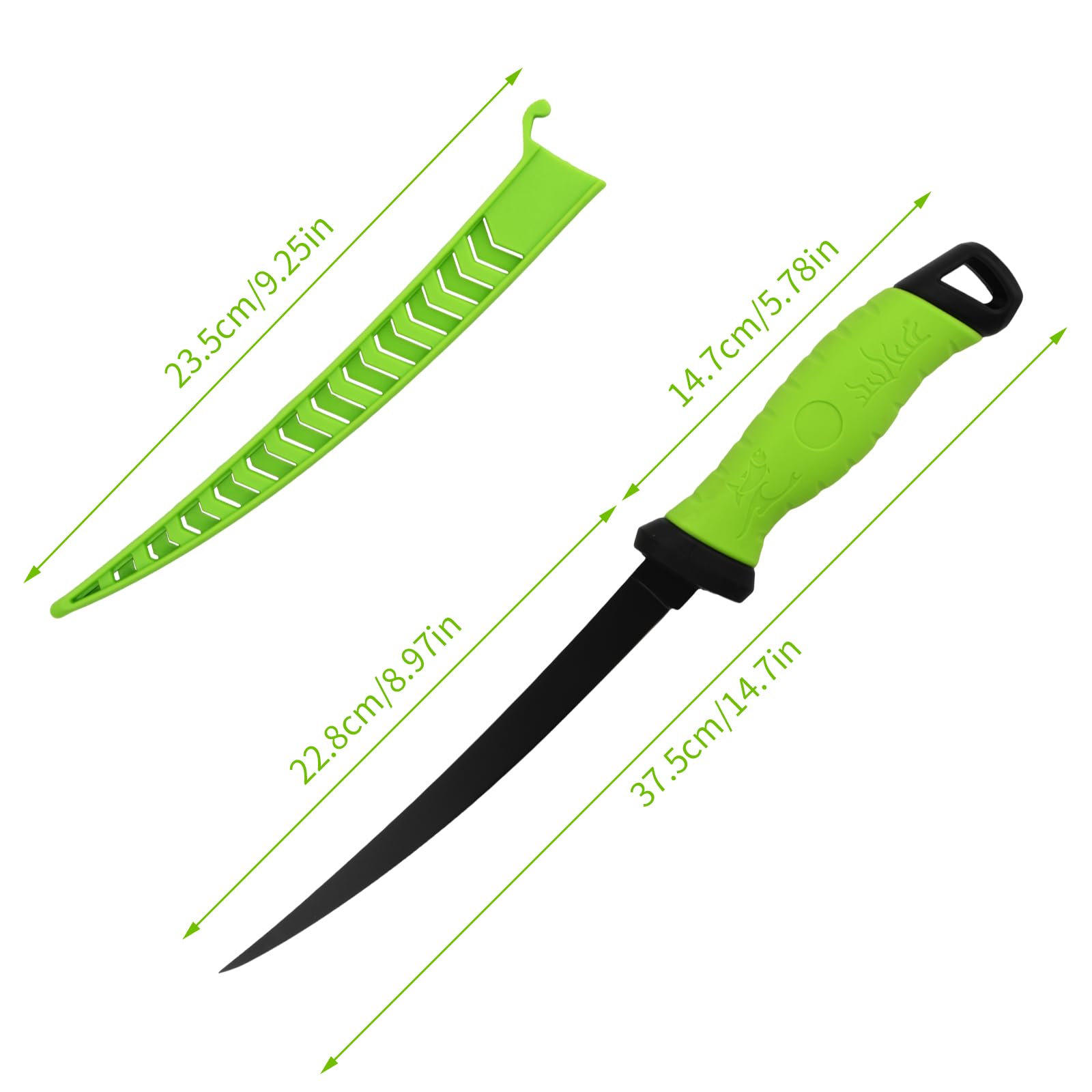 Cuchillo Fileteador Pescado, Cuchillo de Filetear Carne, 8 Pulgadas Cuchillo Deshuesador en Acero Inoxidable, Cuchillos Cocina con Mango Antideslizante (33,5 cm x 1,9 cm)