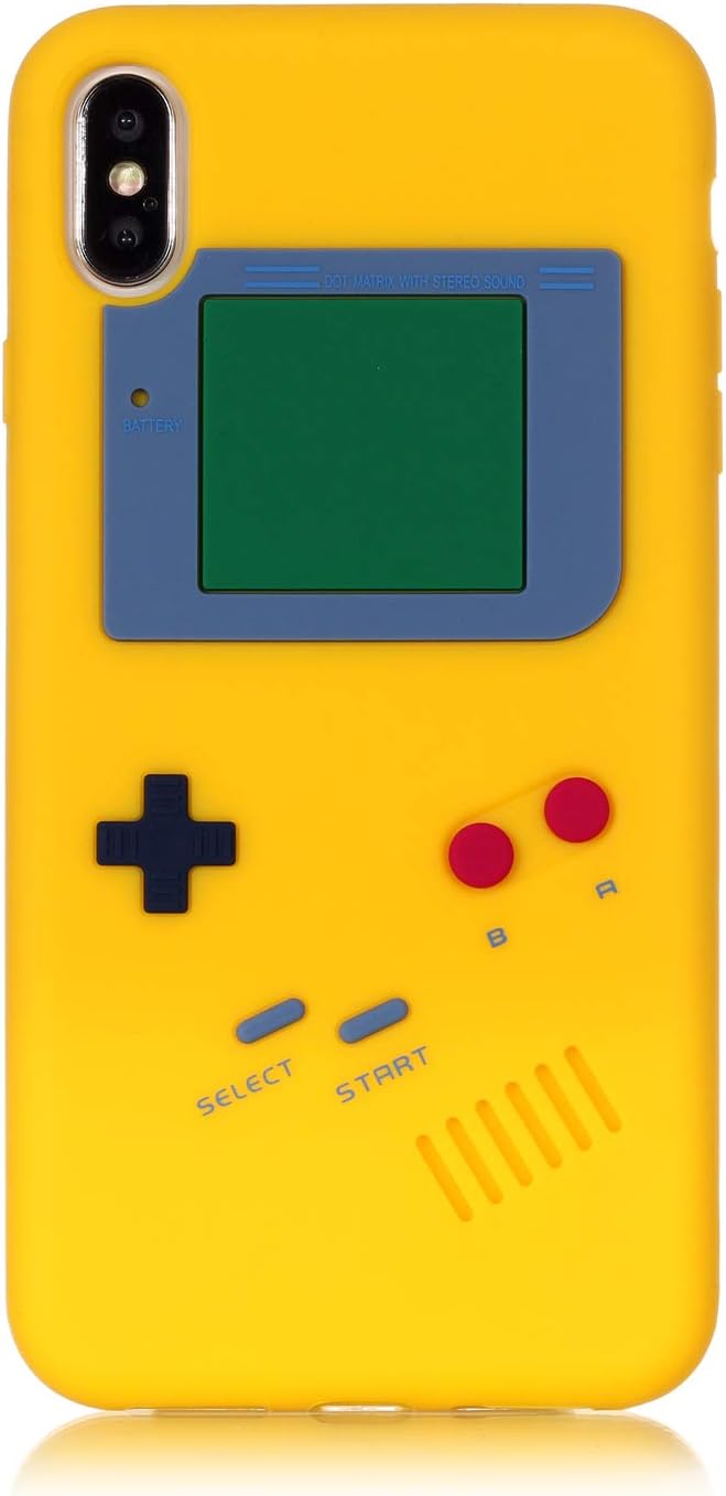 Apple iPhone Xs Max 6.5 inch Case,Newstore Retro 3D Game Boy Gameboy Style Soft Silicone Cover Case for Apple iPhone X Max 6.5 inch with A Free Packing with Newstore Trademark Gifts (Yellow)