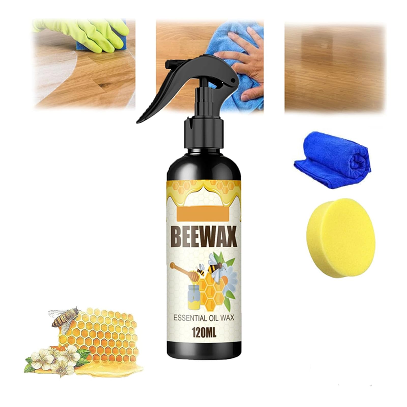 Natural Micro-Molecularized Beeswax Spray, Beeswax Furniture Polish Spray, Molecularized Beeswax Spray, Bees Wax Furniture Polish And Cleaner, Beeswax Wood Cleaner Spray (1PC)