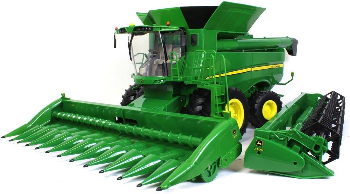 Big Farm John Deere S690 Combine - 1:16 Scale - Includes Corn and Draper Head Attachments - Farm Toys with Realistic Lights and Sounds - Ages 3 Years and Up
