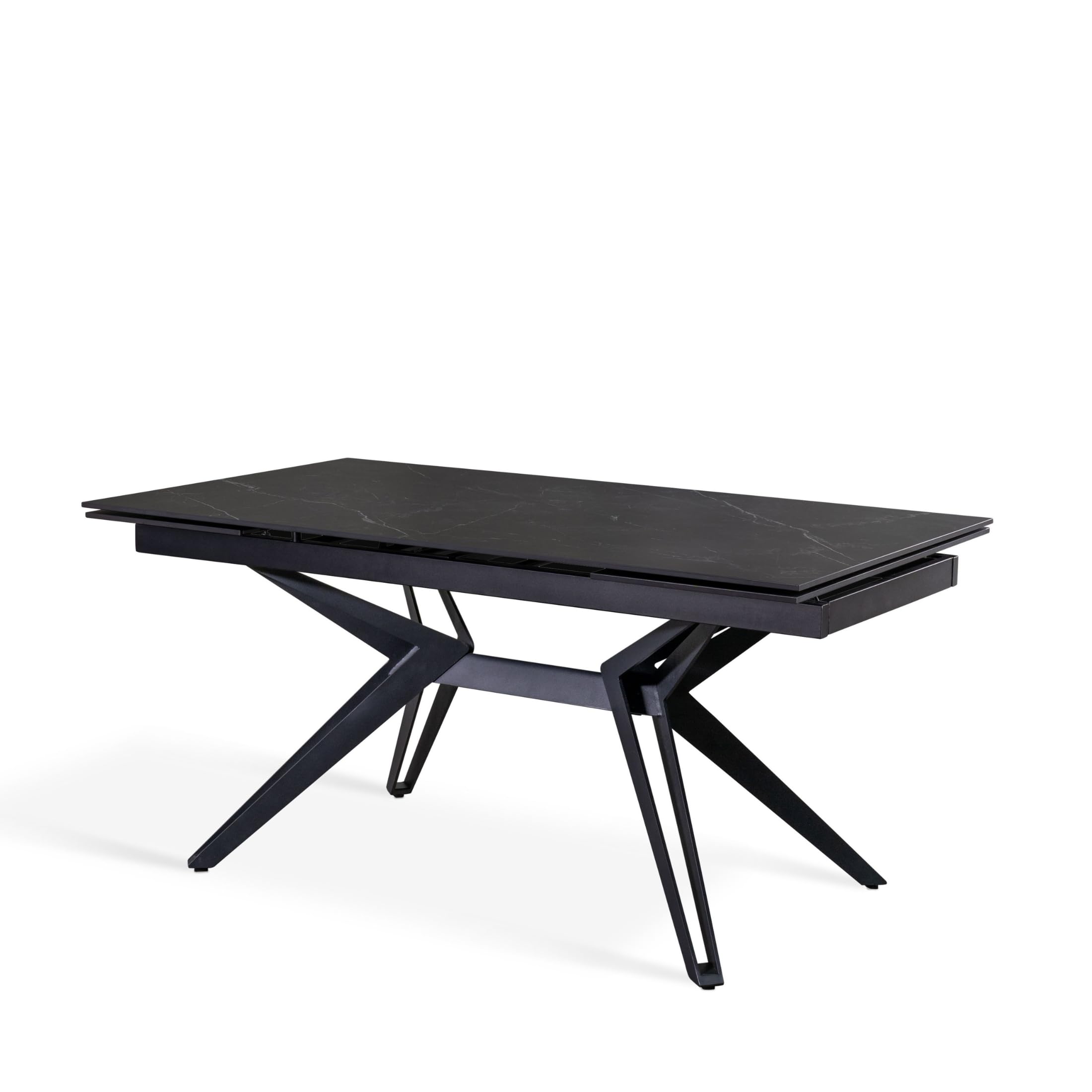 MONDO VIRO Tavolo moderno da pranzo Horeca allungabile con piano in ceramica effetto marmo (Ceramica Marmo Nero)