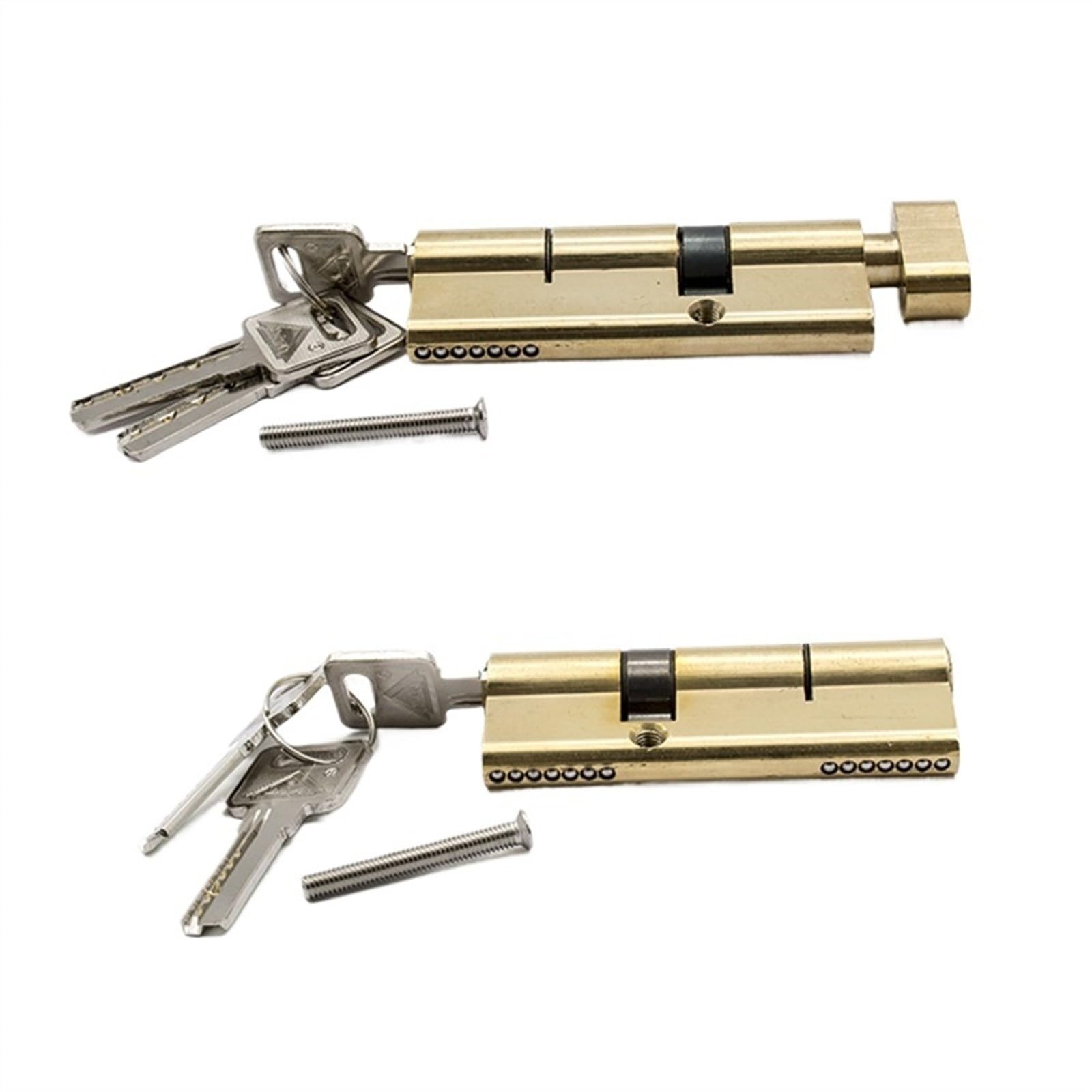 Cerradura de perfil europeo, Cerradura de puerta de latón con cilindro abierto, doble o simple, for interiores, 80/85/90/95/100/105/110 mm, con 3 llaves extendidas de 80 mm.((35knob-45)80mm)