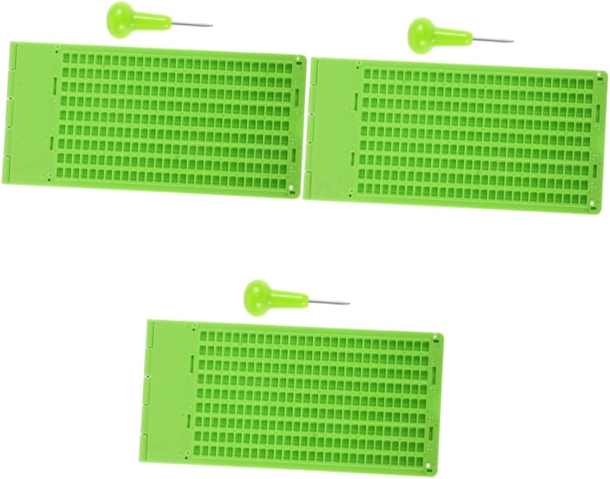 CALLARON 3sets Braille Writing Board with Stylus for Blind Rows Squares Learning Aid for Visually Impaired Plastic Braille