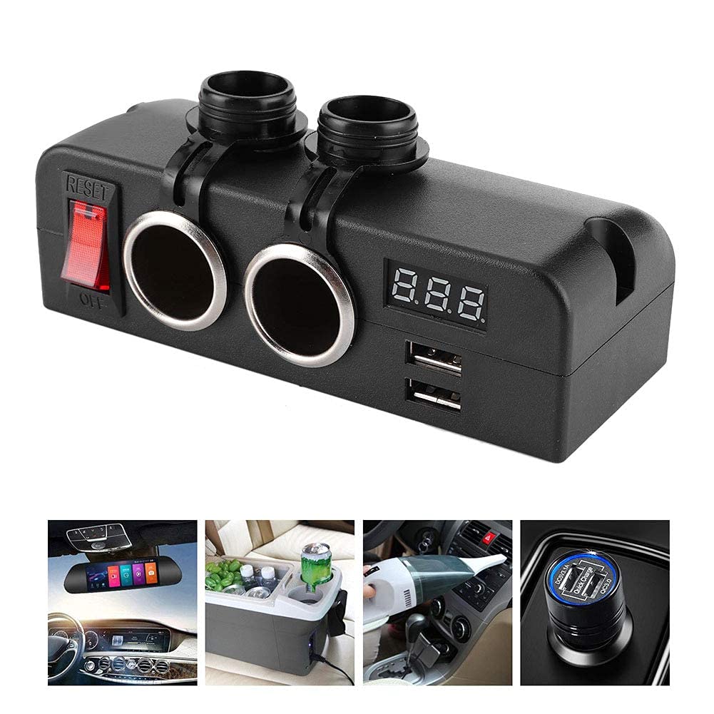 Enchufe del Encendedor de Cigarrillos, Divisor de cigarros 3 en 1 Adaptador de Corriente multifunción del voltímetro del Cargador del Coche del USB