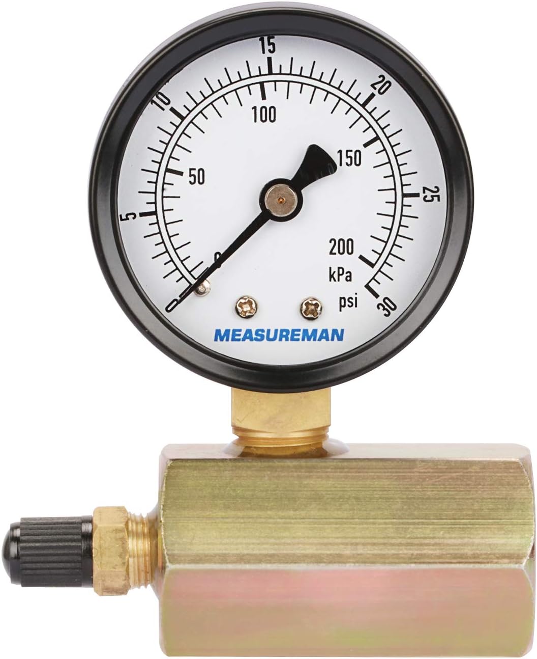 MEASUREMAN 2" Steel Gas Pressure Test Gauge Assembly, 3/4" FNPT Connection, 0-30 psi/kpa, +/-3-2-3% Accuracy