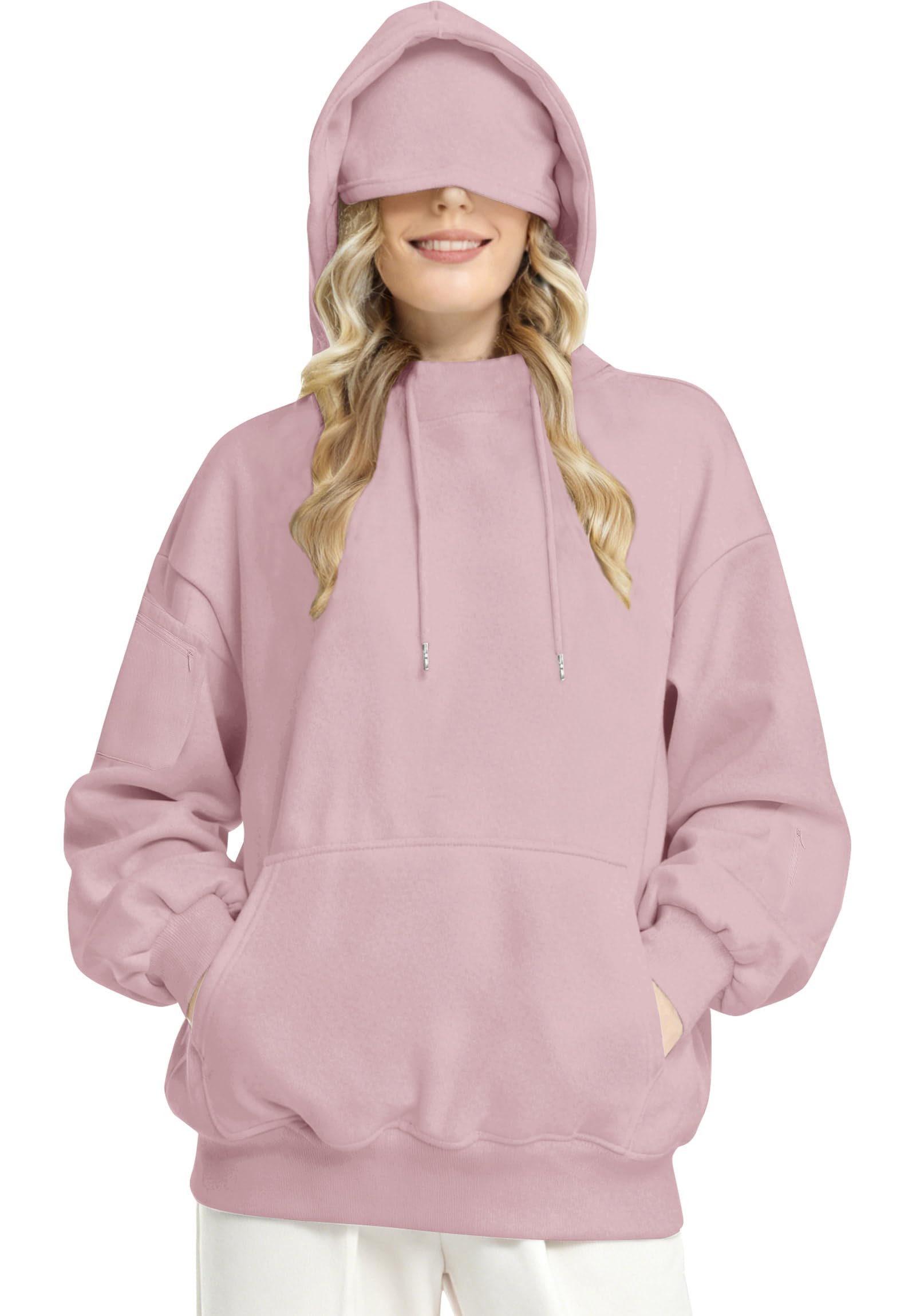 Felpa Donna Uomo Mascherina Cappuccio Pile Hoodies Invernale | Confortevole Felpe Viaggio Aeroporto Oversize Tasche Multiple con Zip Hoodie Unisex Sweatshirt Calda Autunno Moda