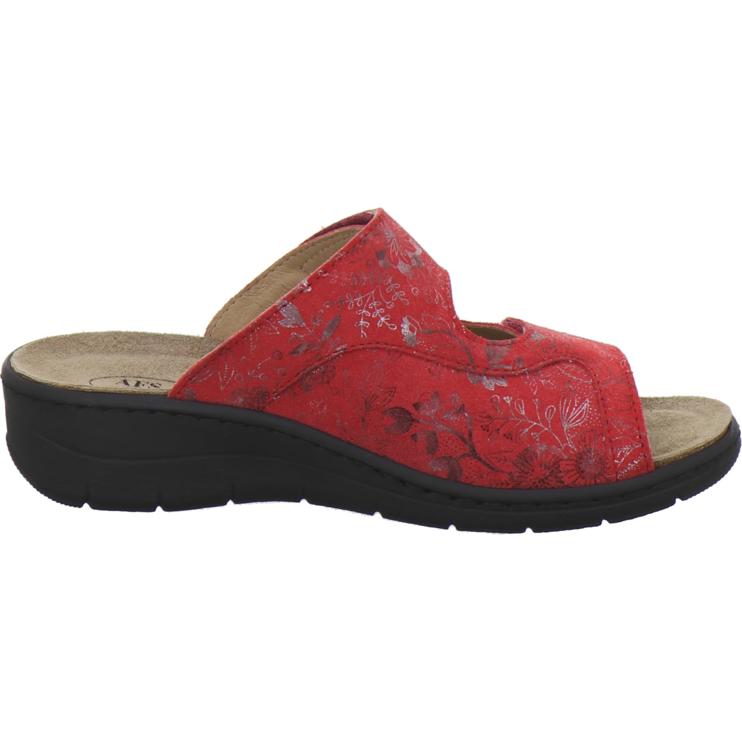 AFS-Schuhe 27832 Damen Pantoletten Hallux aus Leder mit Wechselfussbett, Bequeme Hausschuhe für Frauen mit Klettverschluss, Made in Germany