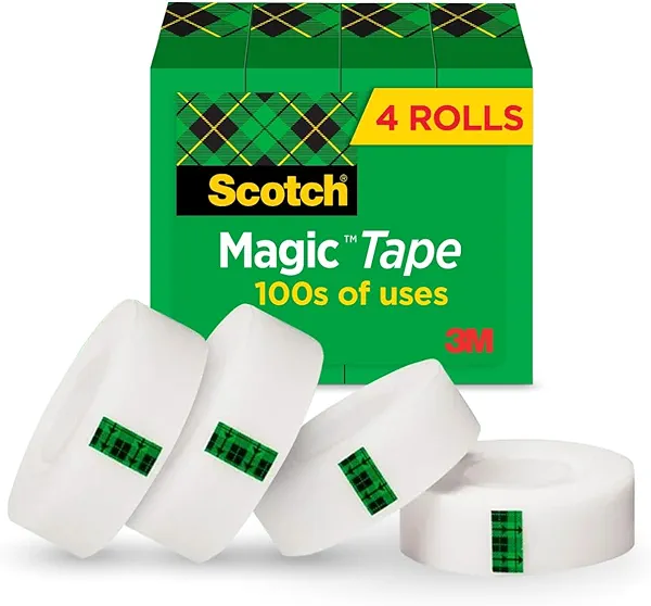 Scotch Magic Tape, Invisible, Home Office Supplies and Back to School Supplies for College and Classrooms, 4 Rolls