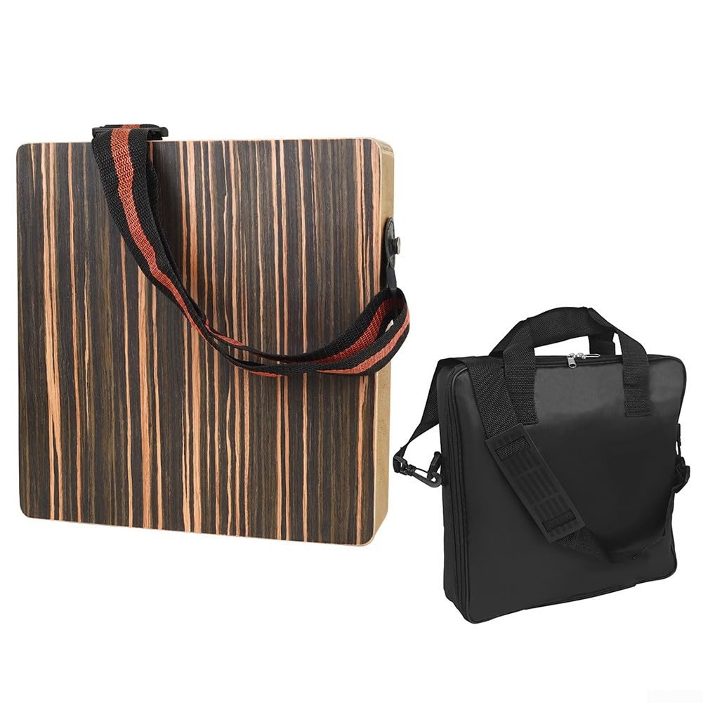 Reise-Cajon-Box-Trommel, Handtrommel, tragbares Holz-Percussion-Instrument mit Saiten für Soundeffekte, bequemes Tragen (CAJON + TASCHE)