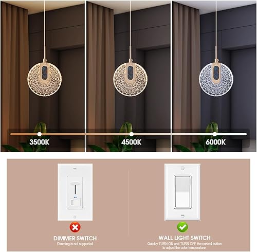 Miniatura 5 de Lámpara colgante LED de isla de cocina de 5.5 pulgadas, lámparas colgantes de oro acrílico para comedor, iluminación colgante moderna sobre