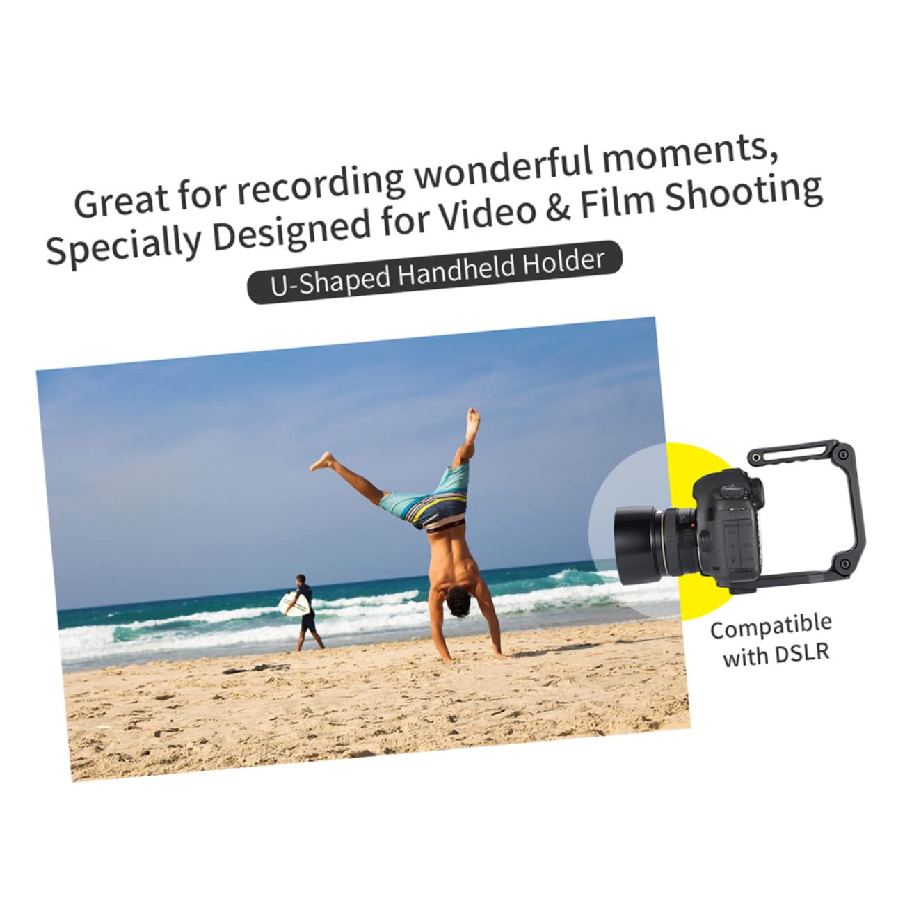 Stabilizzatore Fotocamera Portatile Multifunzionale per Dslr e Videocamere Impugnatura a U in Nylon Pa66 e Fibra di Vetro, Vite Standard 1/4, per Riprese Angolo Basso