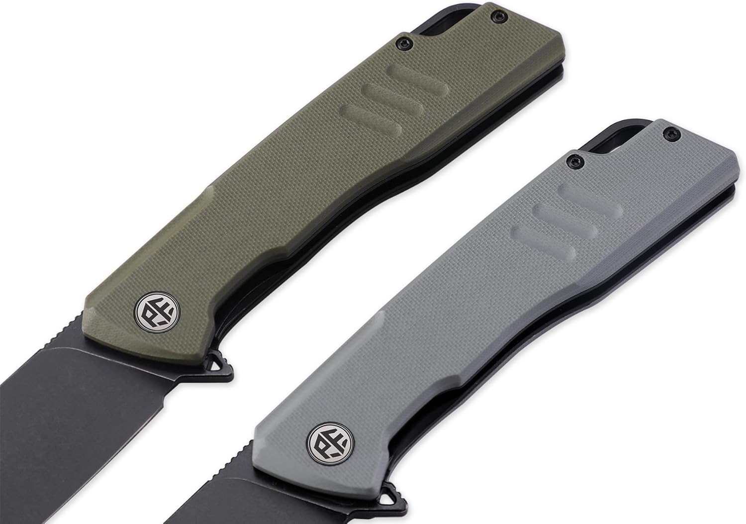 Petrified fish PFB02 Loco Pocket Knife, 3.70" D2 Satin Blade Camping Knife, 5.29oz G10 Handle Flipper Liner lock Folding knife for EDC (Blue Black Stonewashed)
