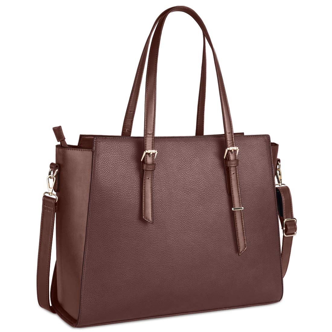 NEWHEY Bolso Universidad Mujer para Portatil 15.6 Pulgadas Grande Impermeable Bolsa Shopper Cuero PU Negro