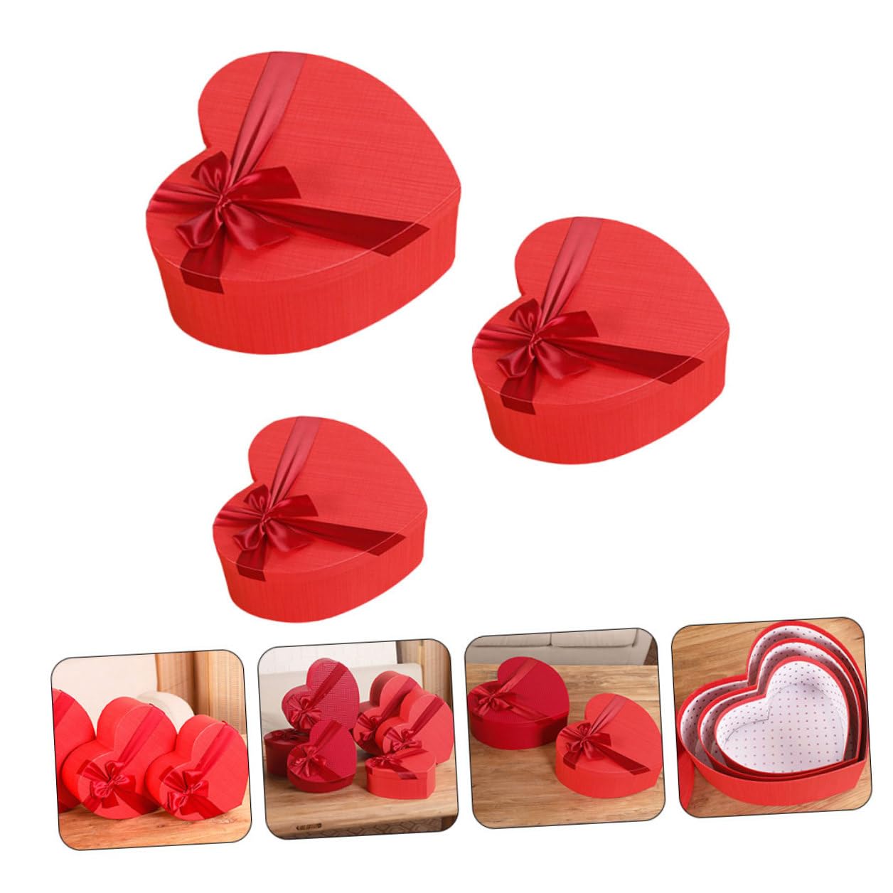 TOYANDONA Herzförmige Geschenkbox aus Papier Rote Verpackung für Weihnachten und Hochzeit