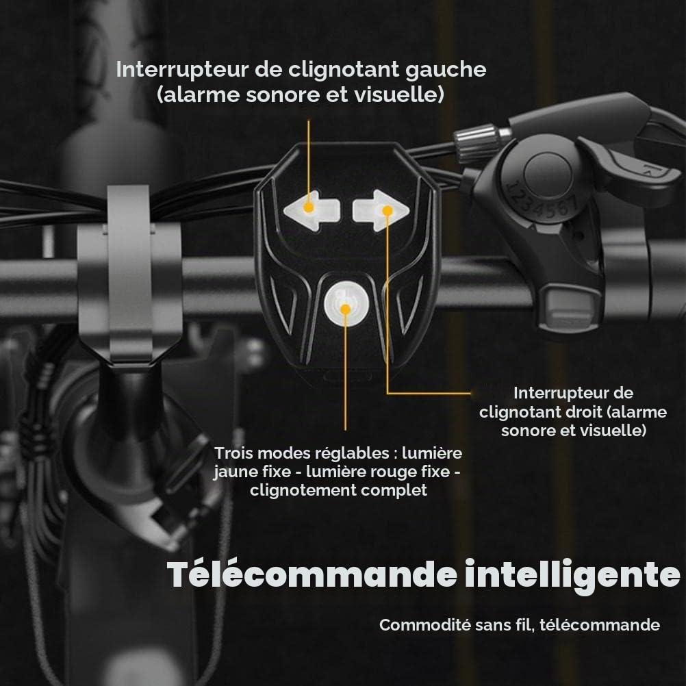 Lot de clignotants de vélo avec télécommande sans fil rechargeable USB pour vélo de nuit