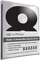 Vista 52 de iSYFIX Calcomanías de vinilo negro con el número 3 (tres), paquete de 6 calcomanías autoadhesivas de 8 pulgadas, calcomanías troqueladas y 3 Negro