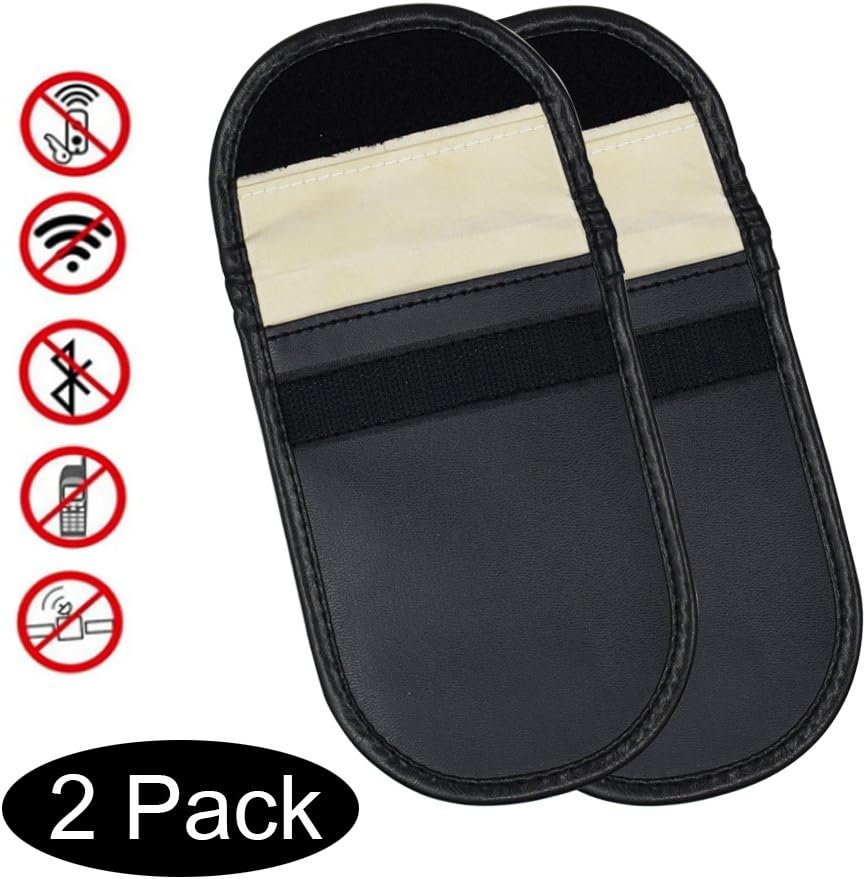 DEZAMN 2 x Car Key Signal Blocker Case, RFID blocking car fob protection, Keyless Entry Fob Guard Signal Blocking Pouch Bag, Antitheft Lock Devices