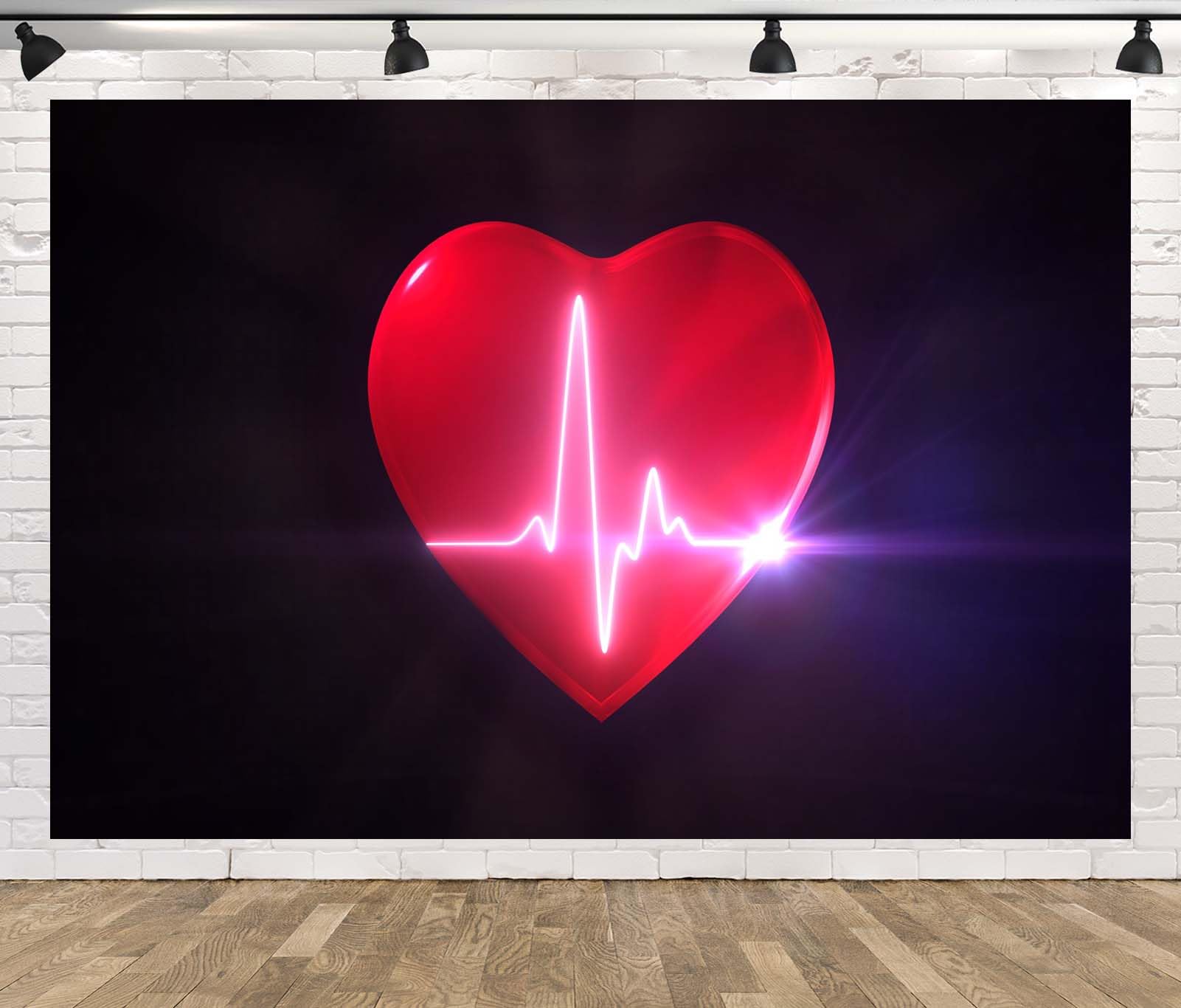 BELECO 4.6x3m Sfondo in tessuto Linea impulso cuore rosso | Curva battito luce su sfondo nero festa san valentino tema amore banner accessori foto