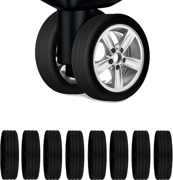 8 Stück Kofferrollen Schutzhüllen - Silikon Abdeckungen Für Leises Reisen